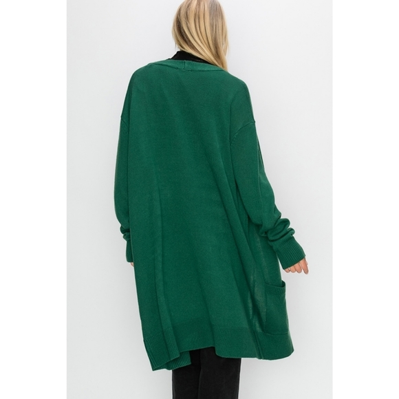 NWT Long Line Open Cardigan w/Pockets - Picture 4 of 4